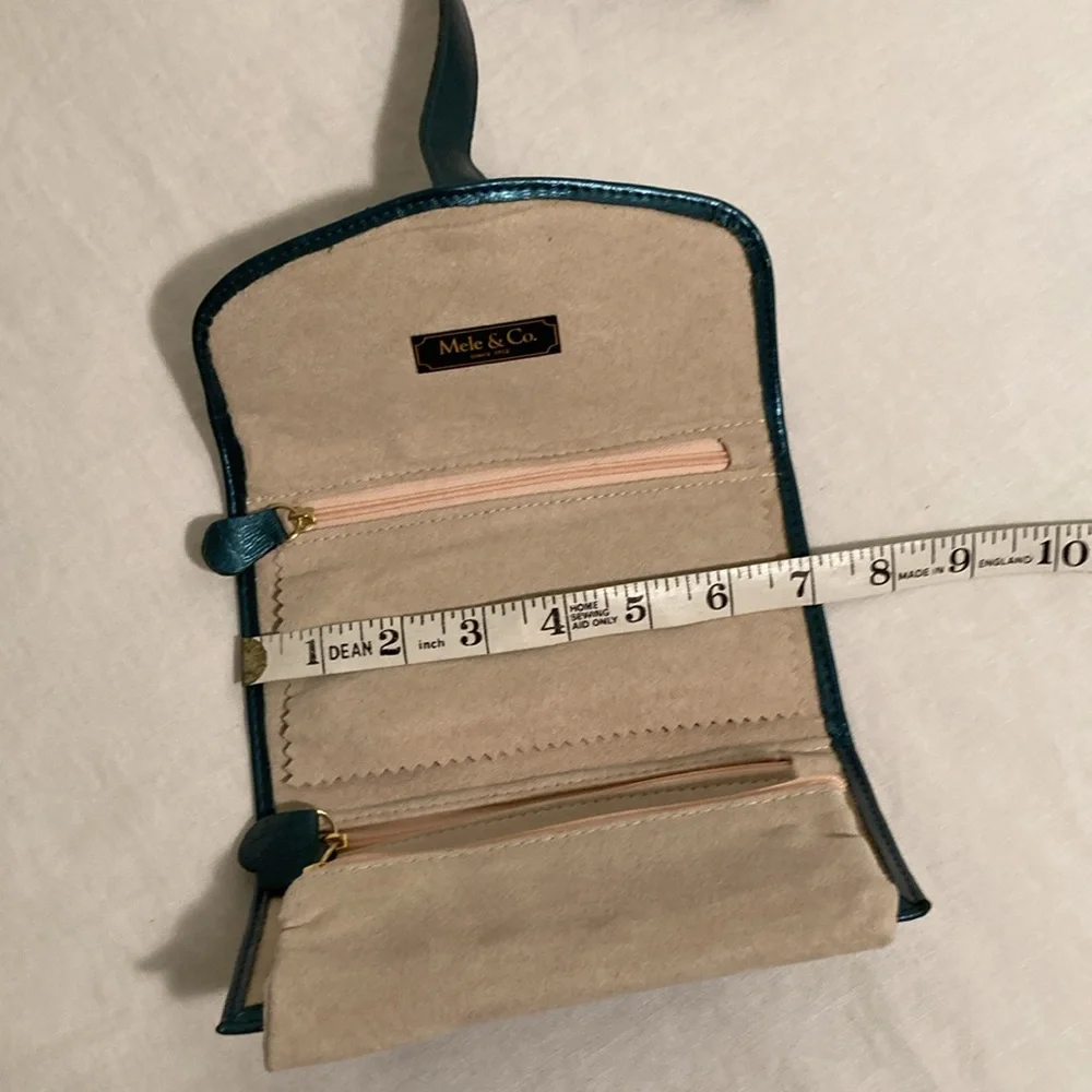 Mele & Co jewelry roll travel case teal blue